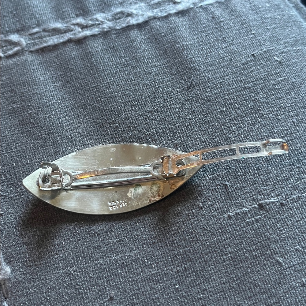 Abalone Shell Barrette with White Flower Inlay - Picture 8 of 12